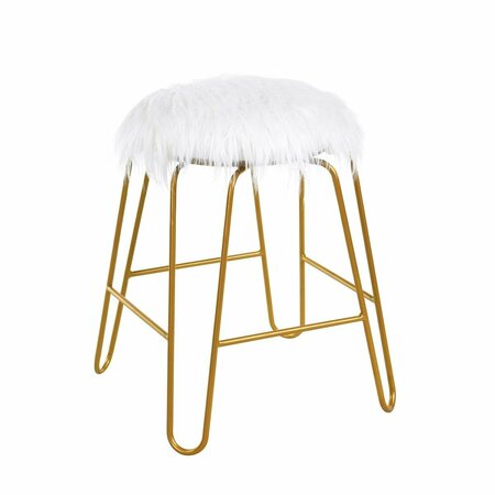 CAROLINA CHAIR & TABLE Carolina Chair  18 in. Morrissey Vanity Chair, White Faux Fur & Gold PT5002-18WFRGLD